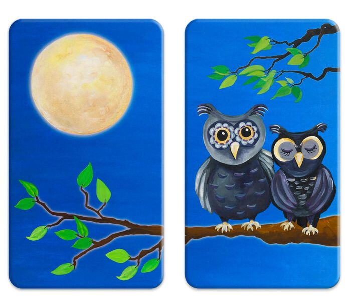 Herdabdeckplatten mit Nachteulen-Motiv, 2er-Set 