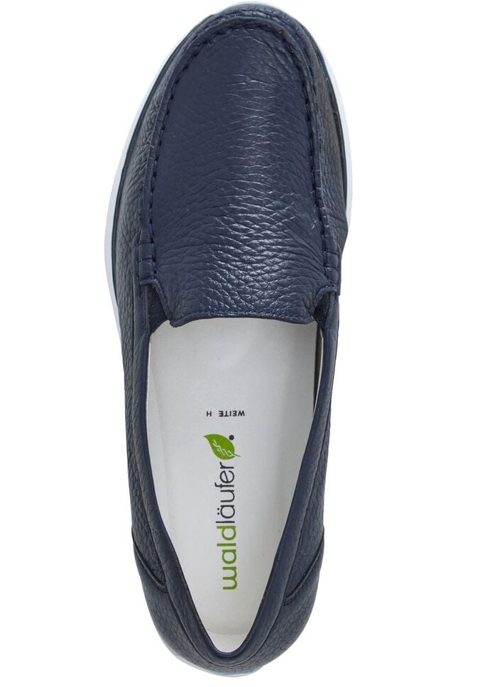 Waldl&auml;ufer, bequeme Damen-Slipper, Weite H, mit herausnehmbarem Fu&szlig;bett DUNKELBLAU