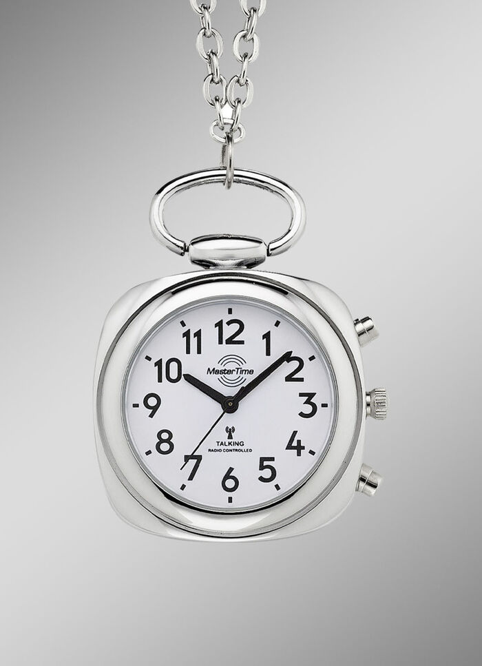 Funk-Anhängeruhr mit sprechender Zeitansage auf Knopfdruck 
