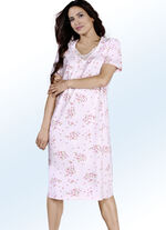 Dreierpack Nachthemden mit Stickereispitze, wadenlang sowie kurzen Ärmeln 