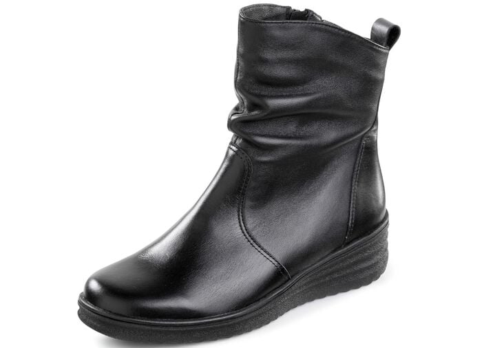 ELENA EDEN, gef&uuml;tterte Damen-Stiefeletten, Winterschuhe, Weite H, mit Lammfell SCHWARZ