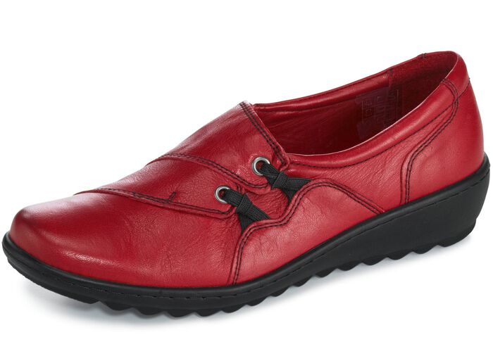 Gemini Slipper mit dekorativen Elastikeins&auml;tzen RUBINROT