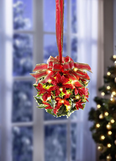 Außergewöhnliches Gesteck mit 20-flammiger LED-Lichterkette 