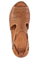 ELENA EDEN, sommerliche Damen-Sandaletten, mit verstellbarer Schlie&szlig;e NATURBRAUN