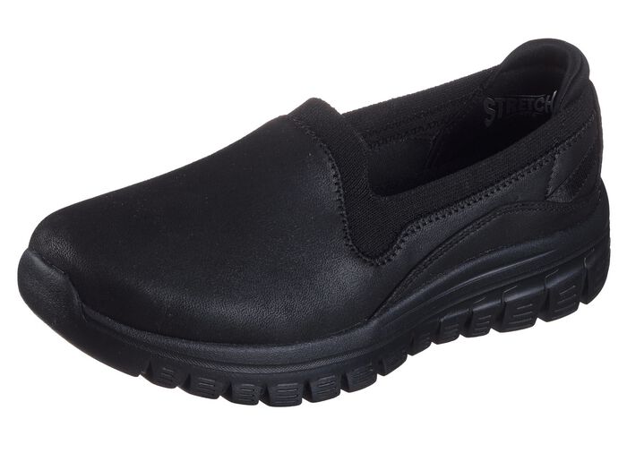 SKECHERS, klassiche Damen-Slipper, aus Synthetik und elastischem Strick-Material 