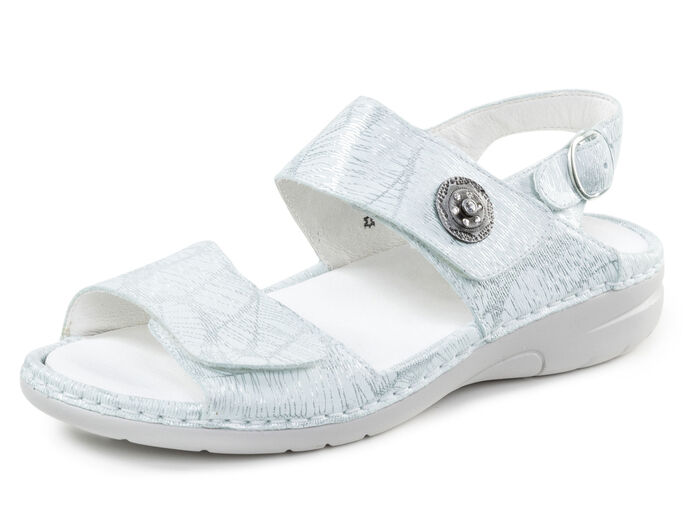 Waldläufer Sandale mit Metallschmuck mit Glitzersteinchen MATTSILBER