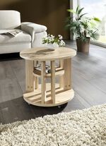 Couchtisch mit 2 Ablagefl&auml;chen und 4 Rollen EICHE SONOMA