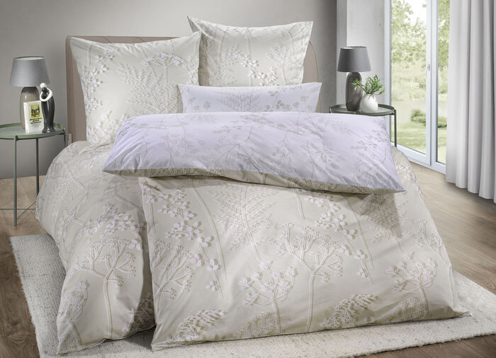 Wendebettwäsche-Garnitur aus 100% Baumwolle BEIGE