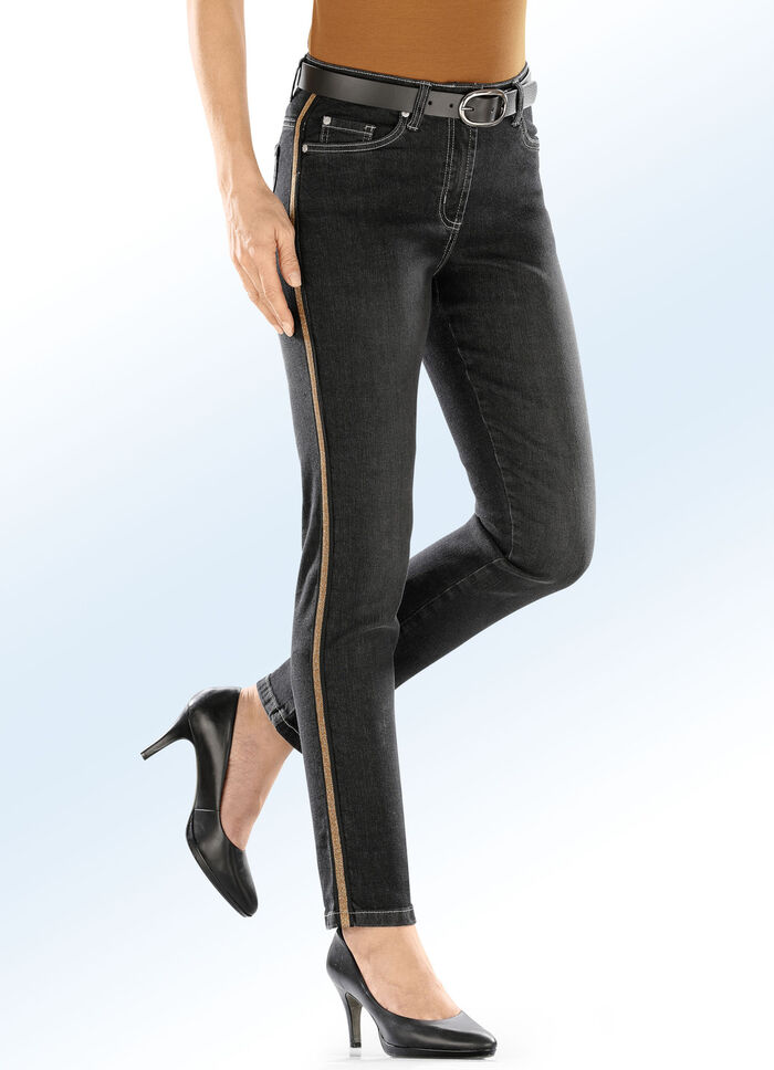 Jeans mit effektvoll funkelndem Zierband SCHWARZ