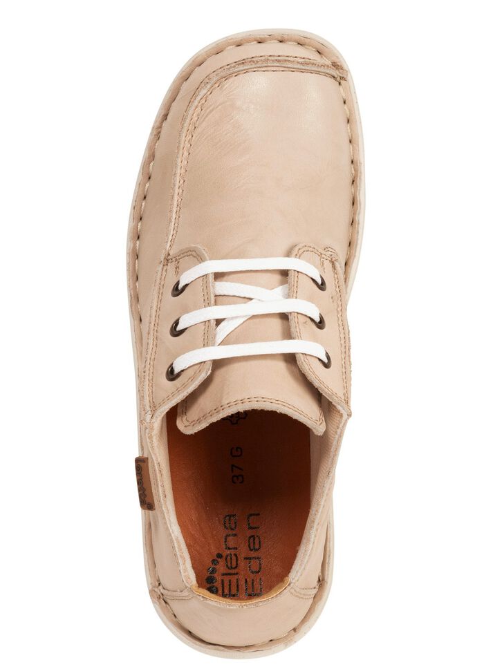 ELENA EDEN Schn&uuml;rschuh aus Nappaleder mit Knitter-Struktur BEIGE