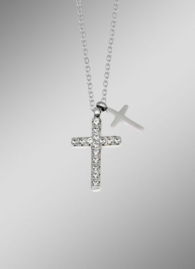 Ausdrucksstarke Halskette mit synth. Zirkonia 