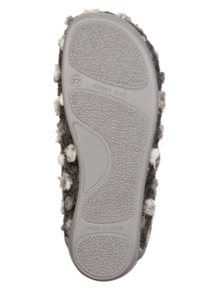 Laurina, klassische Damen-Hausschuhe, mit herausnehmbarem Fußbett GRAU-WEISS