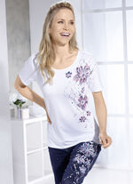 Shirt mit hanbemalten, floralen Motiven 
