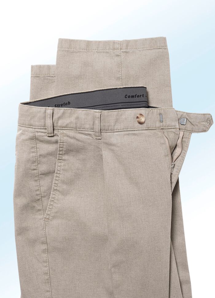 Unterbauch-Jeans mit Bundfalten in 3 Farben 