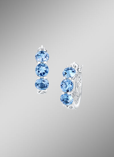 Verzierte Creolen mit Blautopas 