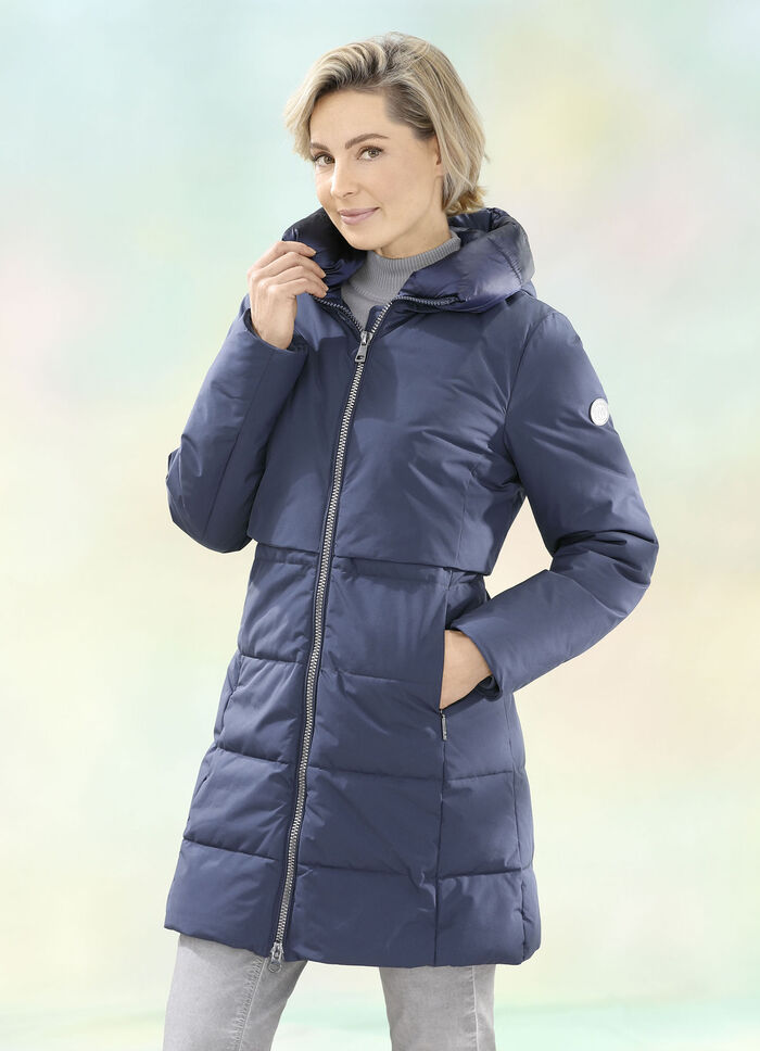 Funktions-Longparka mit gesteppten und glatten Partien 