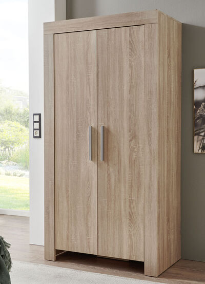 Schrank mit Griffen in Aluminium-Optik 