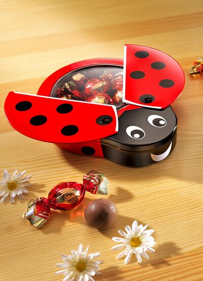 Milchschokoladen-Geschenkdose Gl&uuml;cksk&auml;fer 