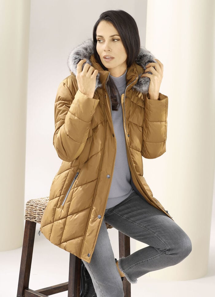 Jacke mit abnehmbarem Kunstpelz-Besatz 