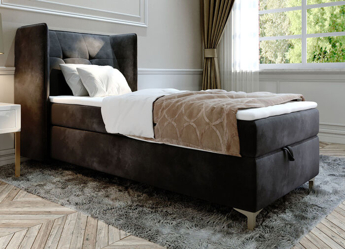 Boxspringbett mit Bettkasten und Topper ANTHRAZIT