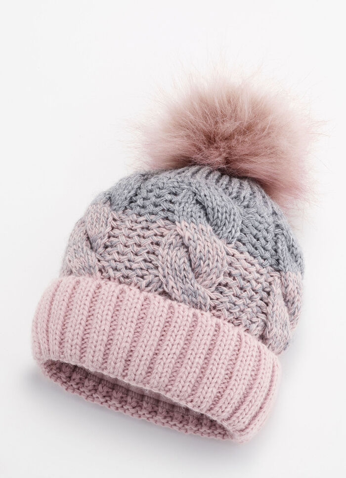 Warme Damen-Mütze, mit Umschlag ROSÉ