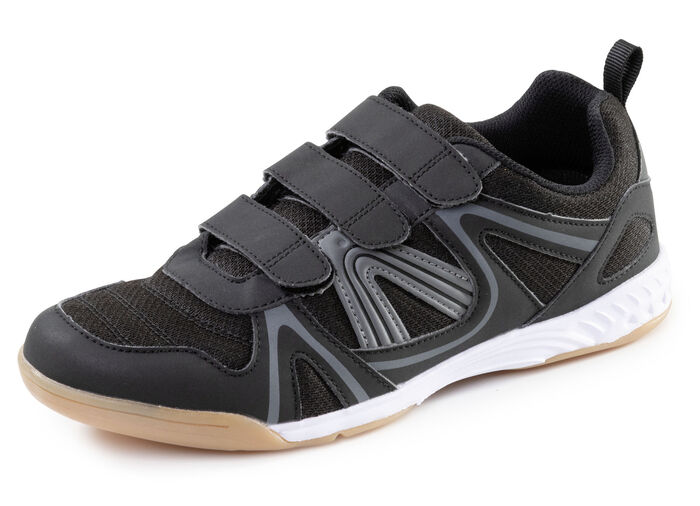 Sportliche Herren-Slipper, mit Klettverschluss SCHWARZ-GRAU