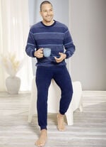 Schlafanzug aus Frottierstretch mit Bündchenabschlüssen  