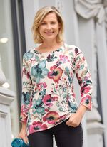 Pullover in Feinstrick mit Floraldessin 