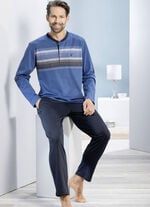 Hajo-Schlafanzug mit Knopfleiste und offenen Abschlüssen 