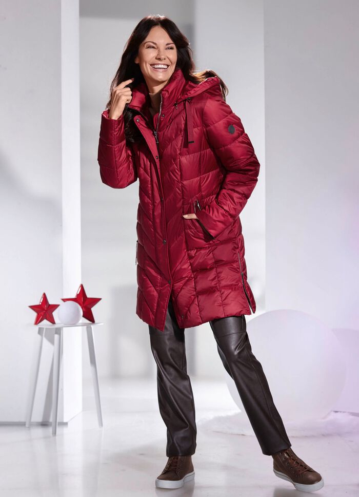 Kurzmantel mit abnehmbarer Kapuze RUBINROT