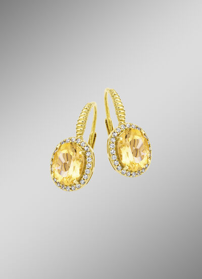 Ohrringe mit echt Citrin und synth. Zirkonia 