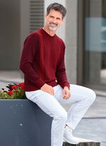 Rundhalspullover mit Strukturdessin in 2 Farben BORDEAUX-ROT MELIERT