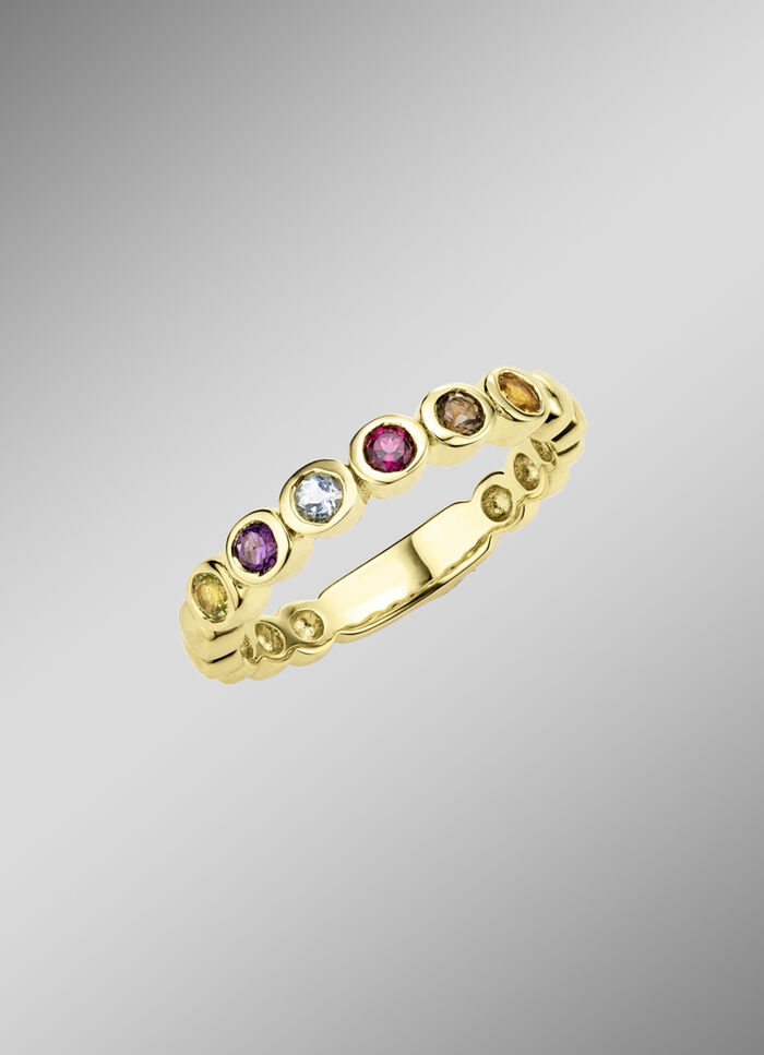 Farbenfroher Memoire-Ring aus hochwertigem Gold 