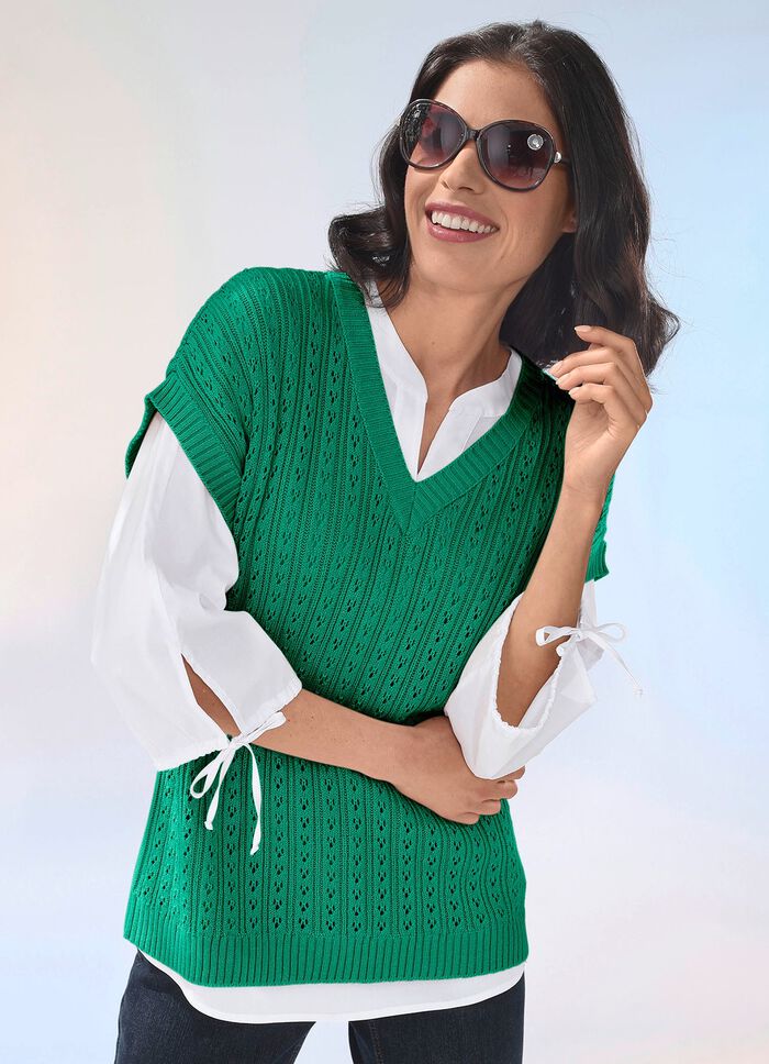 Pullunder mit Ajour- und Strukturmuster 