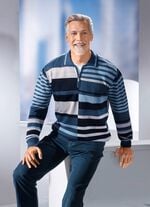 Gestreifter Polopullover mit kurzem Rei&szlig;verschluss 