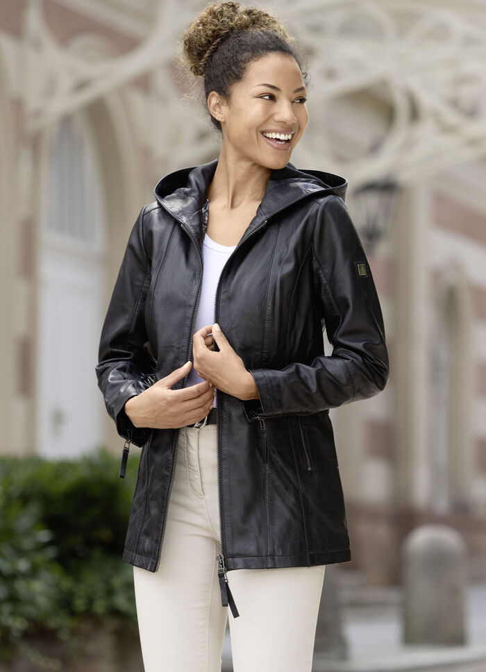 Lederjacke mit 2-Wege-Reißverschluss 