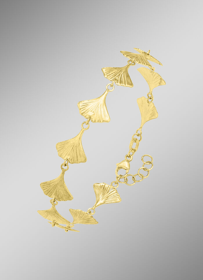 Mattiertes Armband mit Gl&uuml;cksbringer Ginkgoblatt 