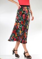 Plissee-Rock mit floraler Dessinierung 