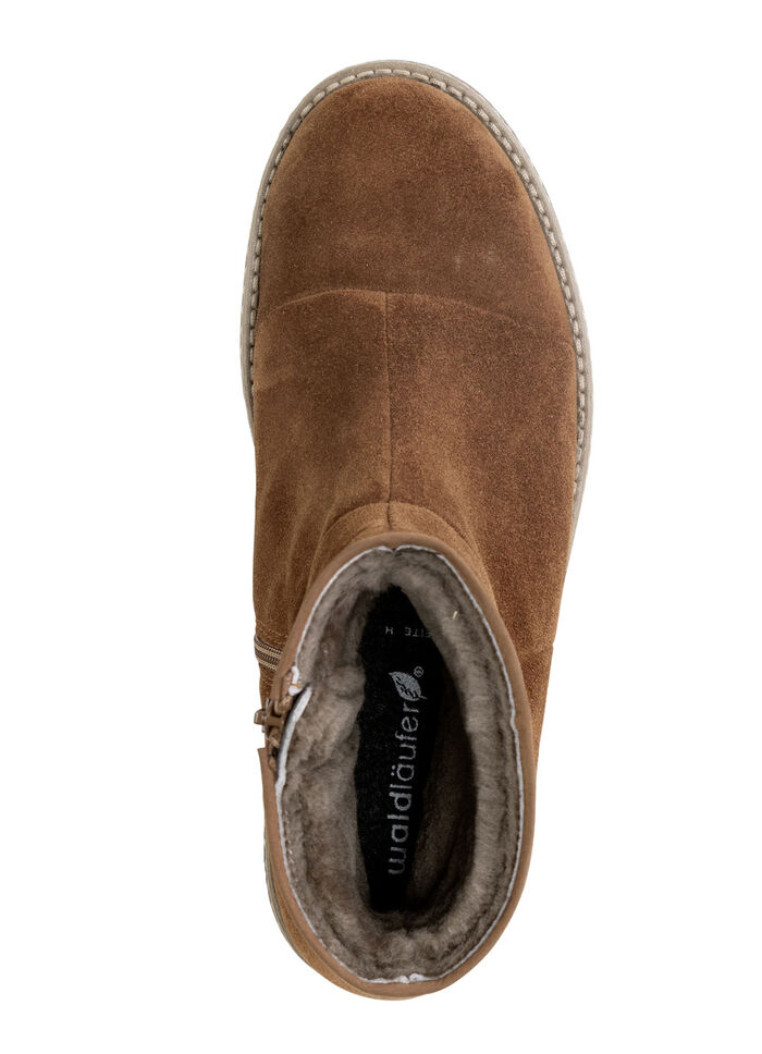 Waldläufer, gefütterte Damen-Boots, Winterschuhe, Weite H, mit Lammfell COGNAC