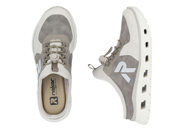 Rieker Slipper mit elastischem Schnellschnürsystem mit Stopper EISGRAU-GRAFIT