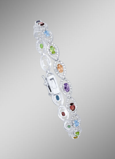 Armband mit echt Granat, Blautopas, Citrin, Amethyst und Peridot 