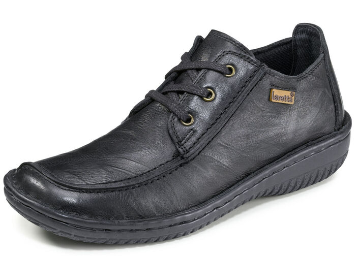 Schnürschuh aus Nappaleder mit Knitter-Struktur SCHWARZ