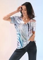 Shirt mit V-Ausschnitt mit Zierring 