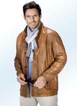 Lederkurzjacke mit Reverskragen ANTIK WHISKY