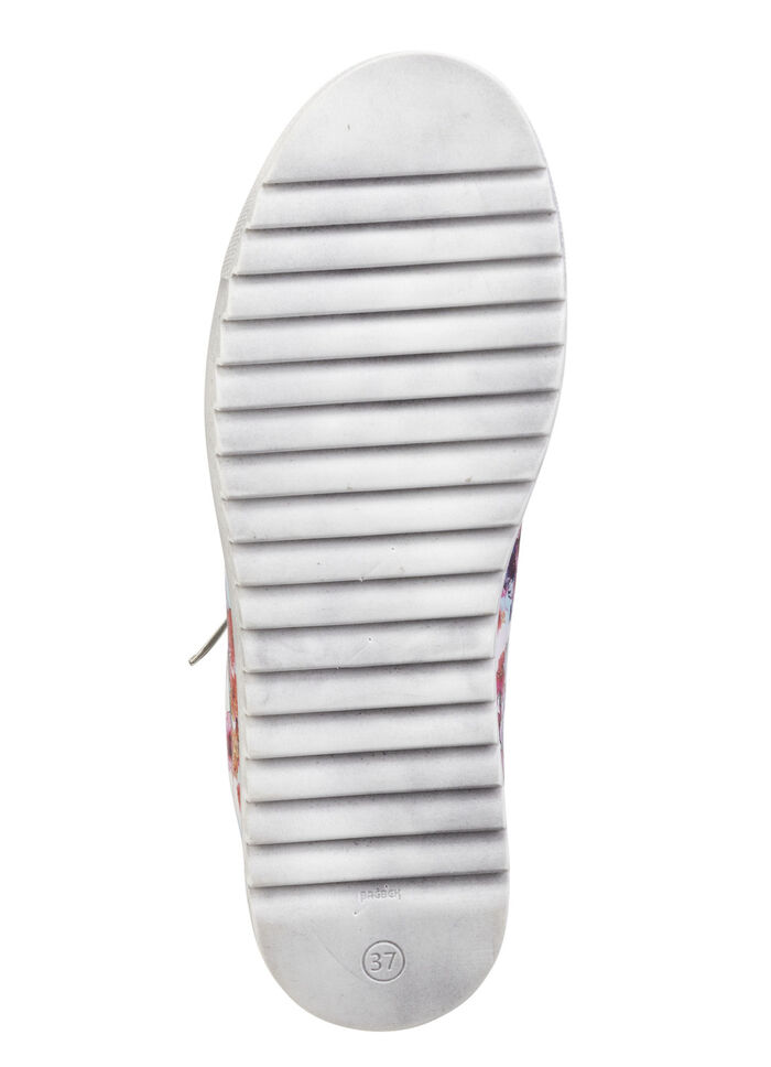 Gemini Schnür-Sneaker aus beschichtetem, floral bedrucktem Nappaleder WEISS-PINK