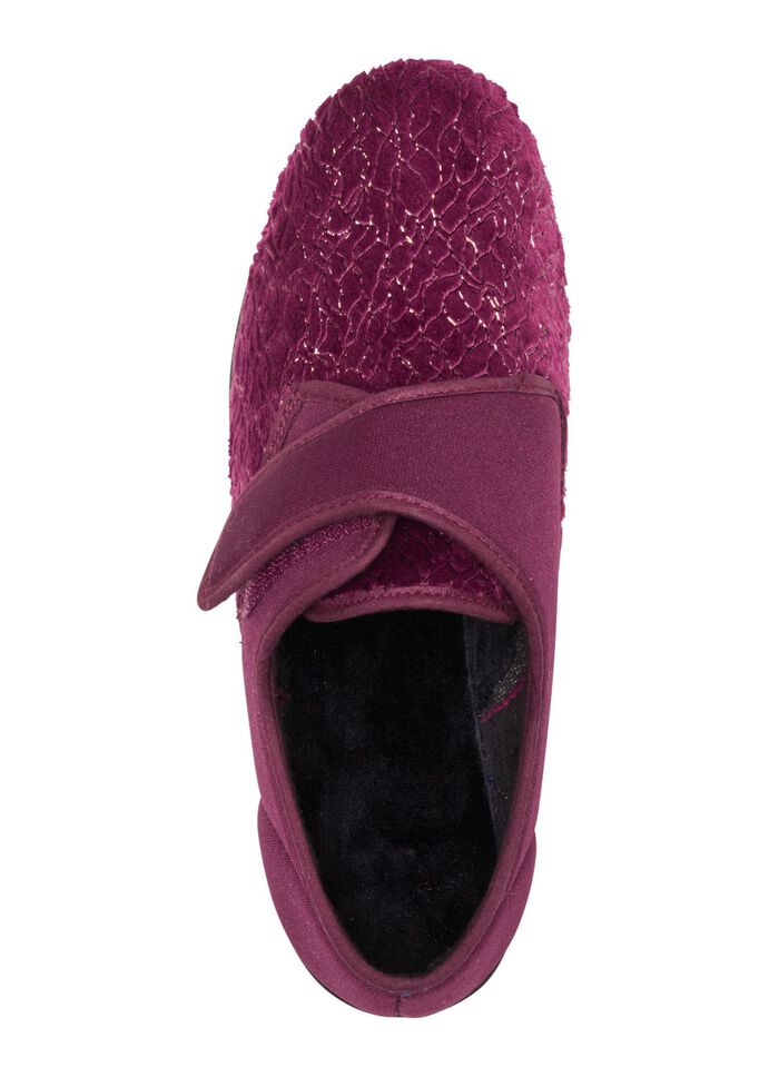 Laurina, klassische Damen-Klettschuhe, mit elastischem Samt BORDEAUX