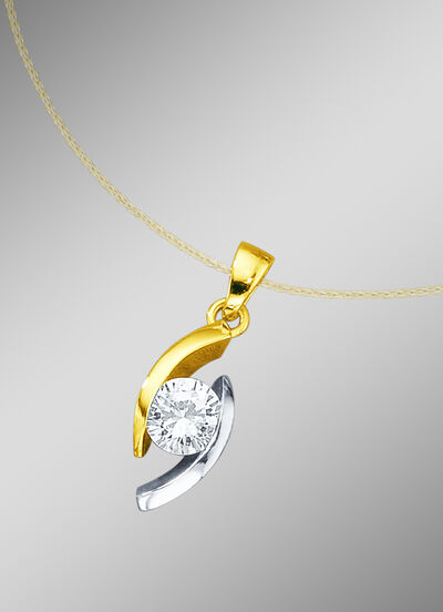 Klassischer Solitäranhänger in Bicolor mit Brillant 
