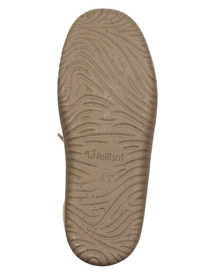 Gefütterte Herren-Slipper, Winterschuhe, mit Lammfell BEIGE