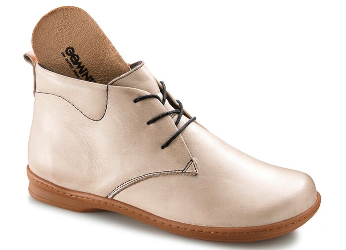 Gemini Schn&uuml;r-Stiefelette aus hochwertigem Leder KIESEL