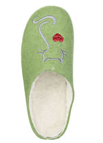 Warme Damen-Hausschuhe, mit Wolle GRÜN